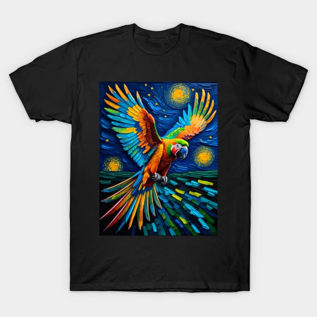 Macaw in starry night T-Shirt by FUN GOGH